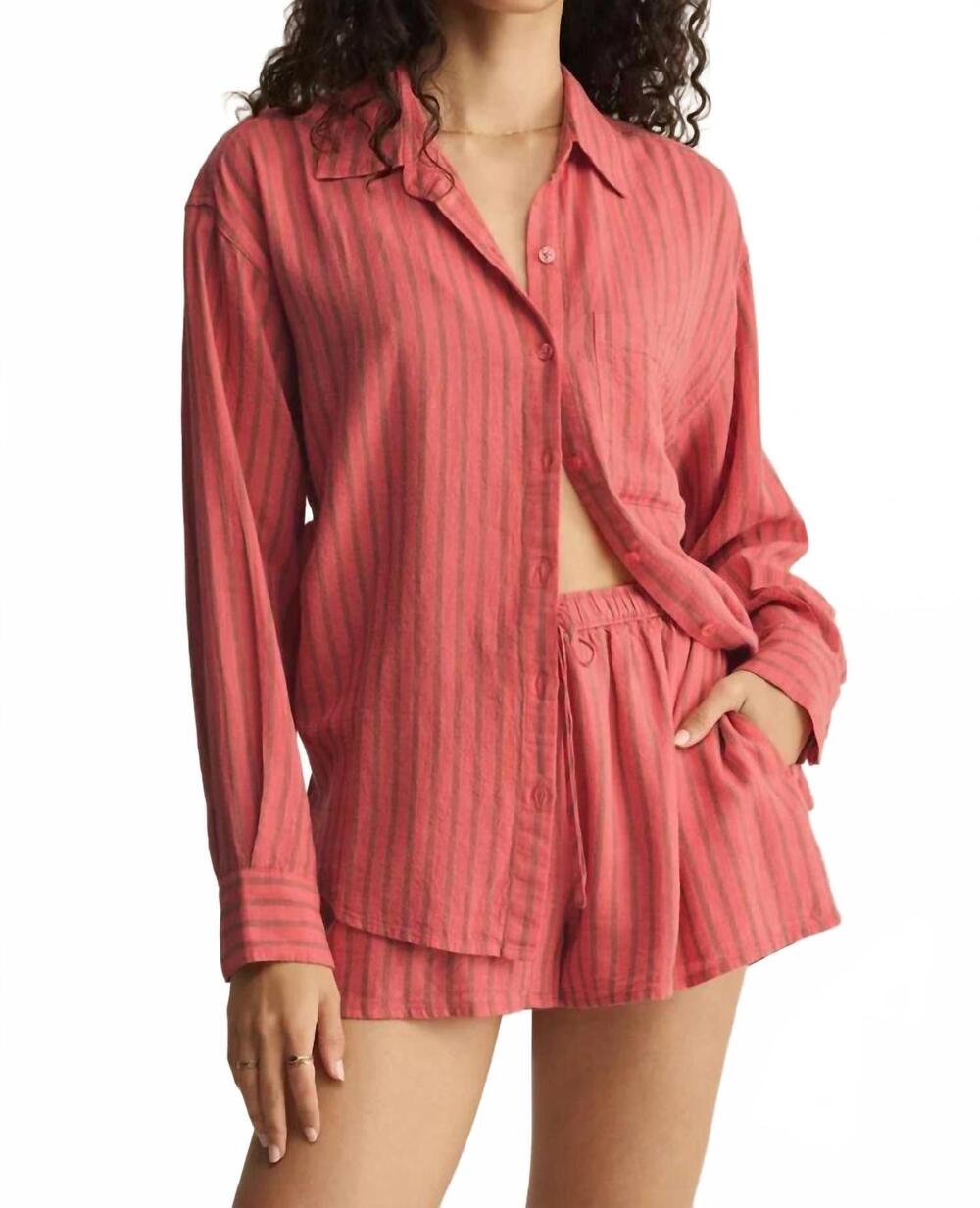 NEW Z SUPPLY the perfect striped button up top in gelato